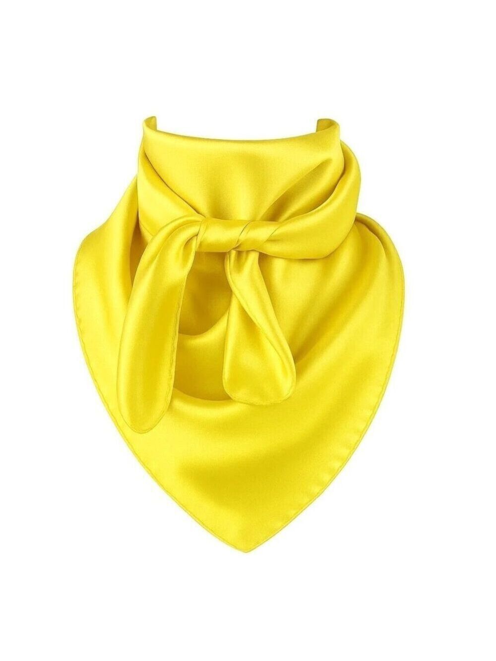 Lemon Yellow Satin Scarf 35x35 Inch Wild Rag Square Hair Neck Scarf